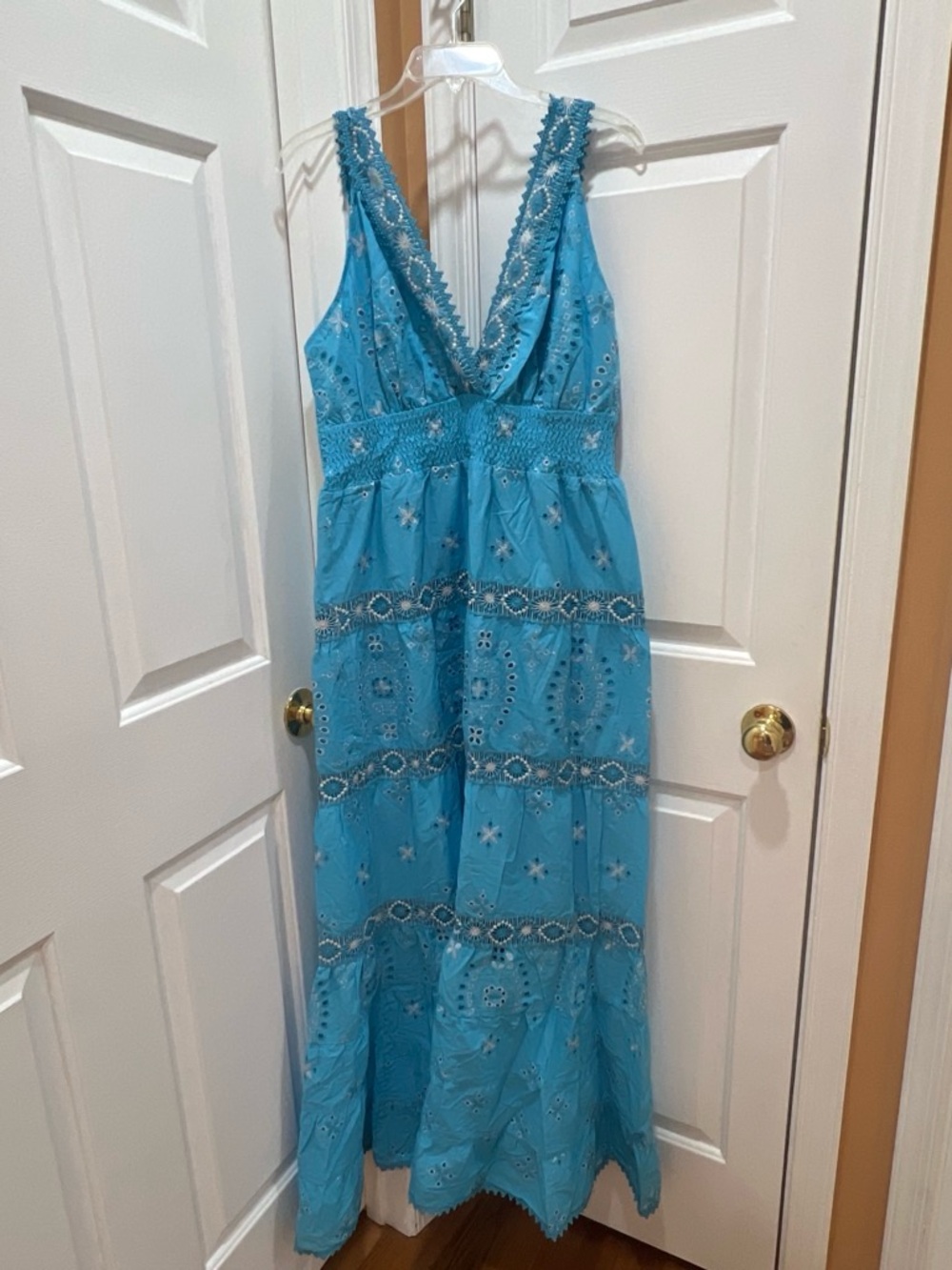 Boston Proper Turquoise Eyelet Lace Maxi Dress
